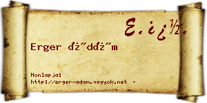 Erger Ádám névjegykártya